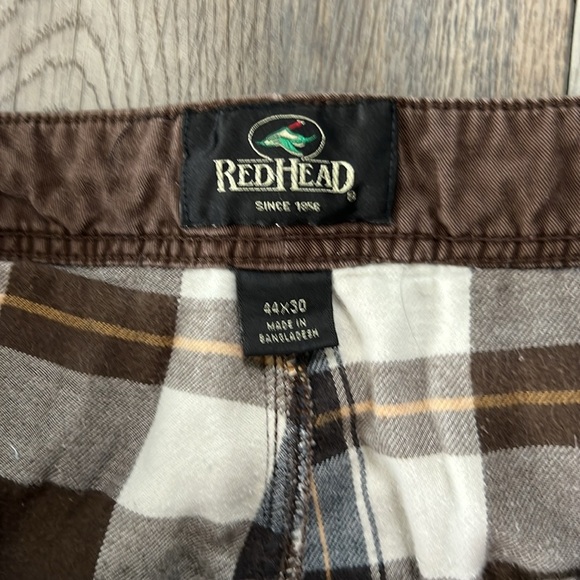 Redhead 44x30 Brown Plaid Fleece Lined Cargo Pants - Picture 2 of 7